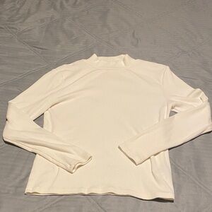 GAP Cream Ribbed Long Sleeve Tee Size Large